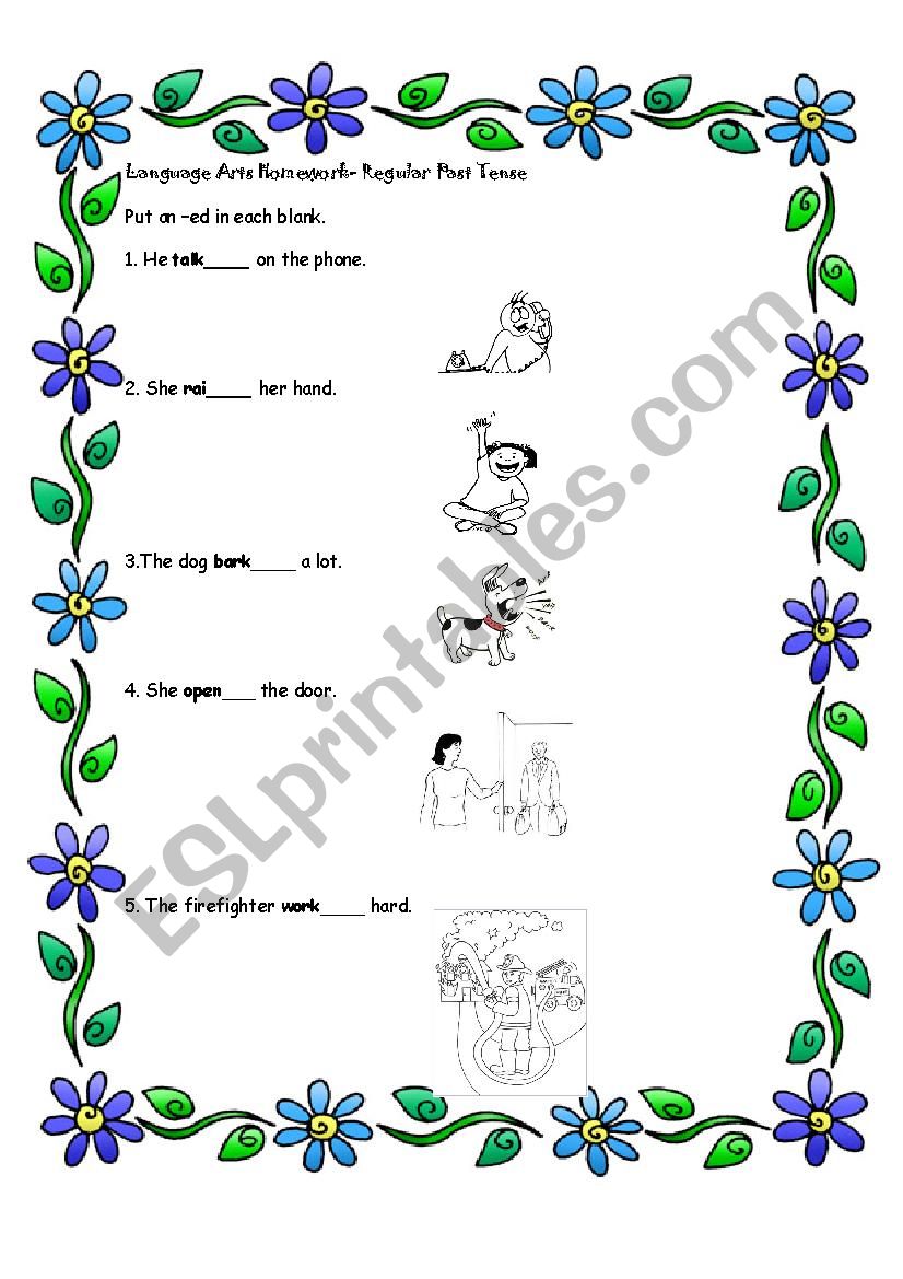 Regular past tense verbs worksheet