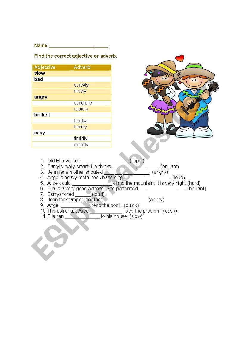 adverbs worksheet