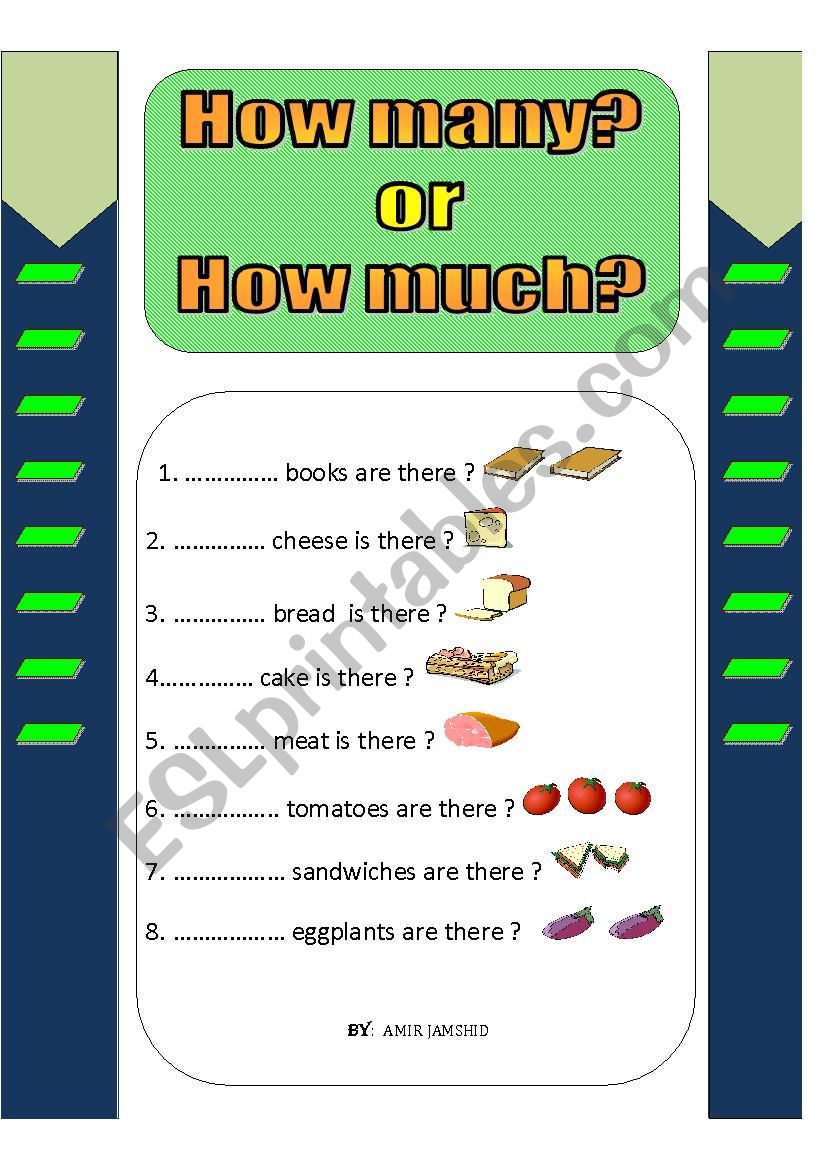 How much or How many ? worksheet