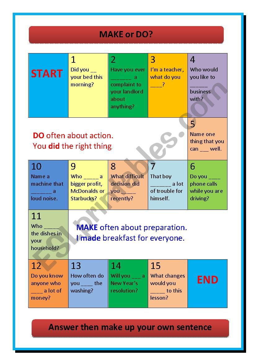make or do ? worksheet