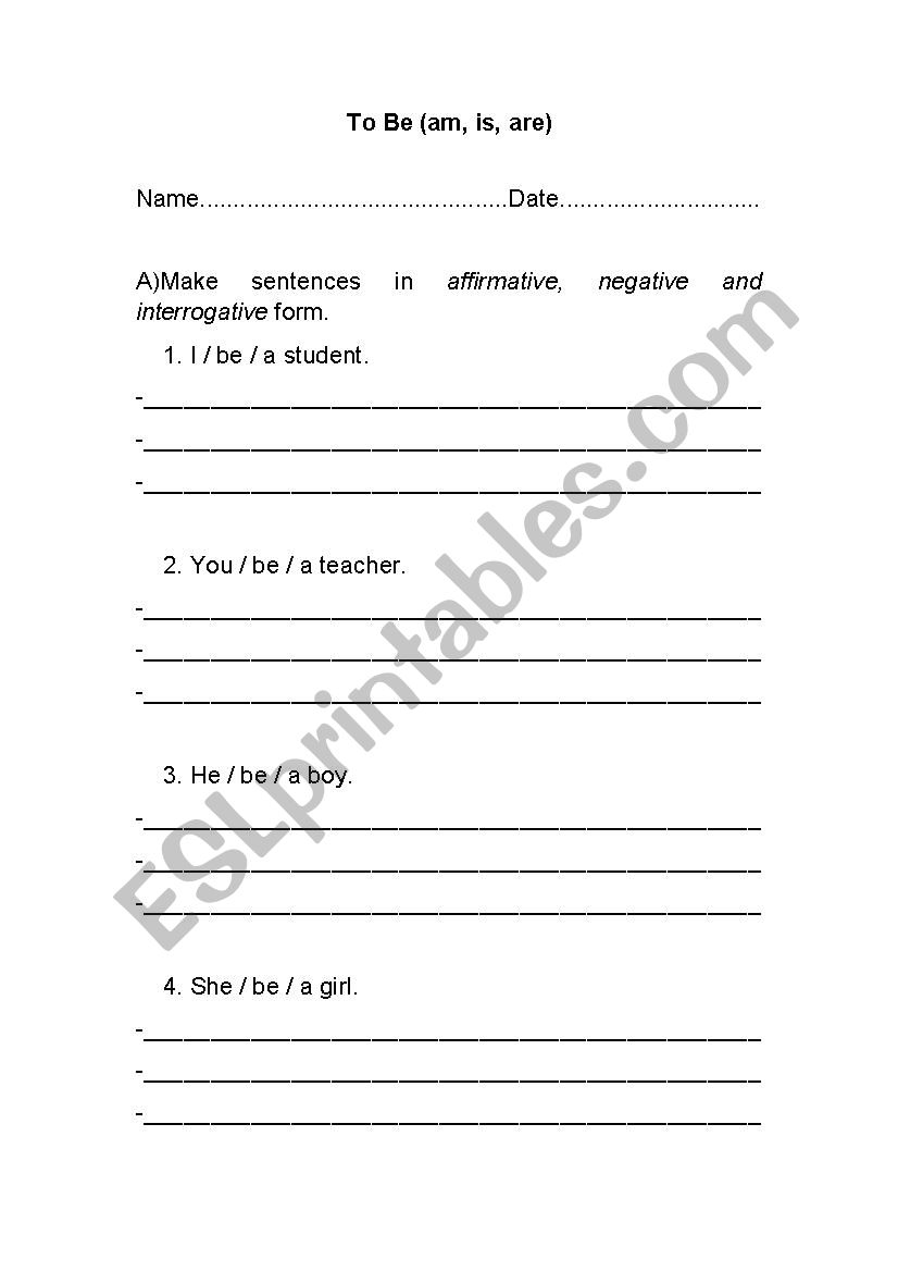 To be worksheet
