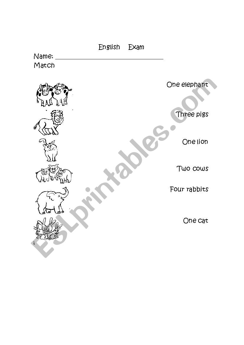 Review of animals and numbers worksheet