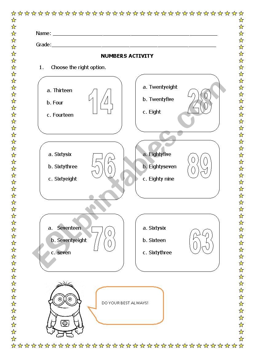 numbers spelling worksheet worksheet