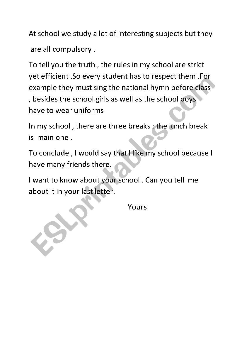 A LETTER ABOUT MY SCHOOL PART 2