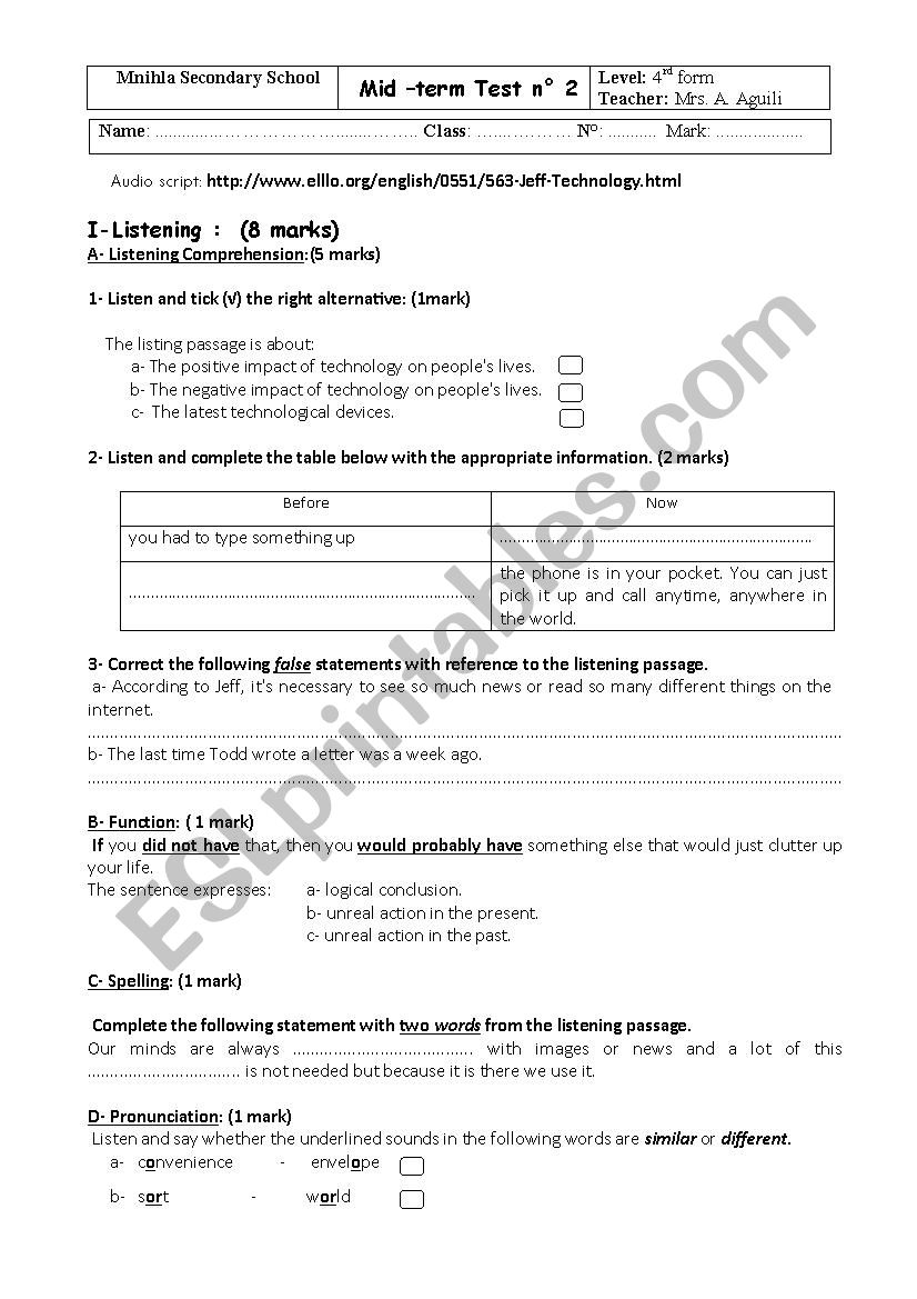 mid-term test 2 worksheet