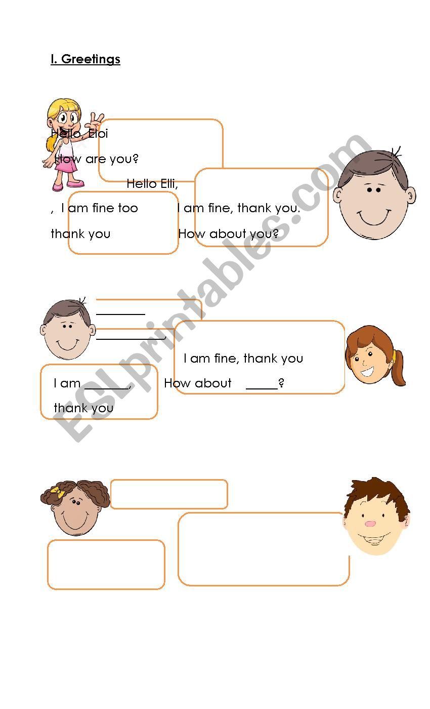 Greetings worksheet