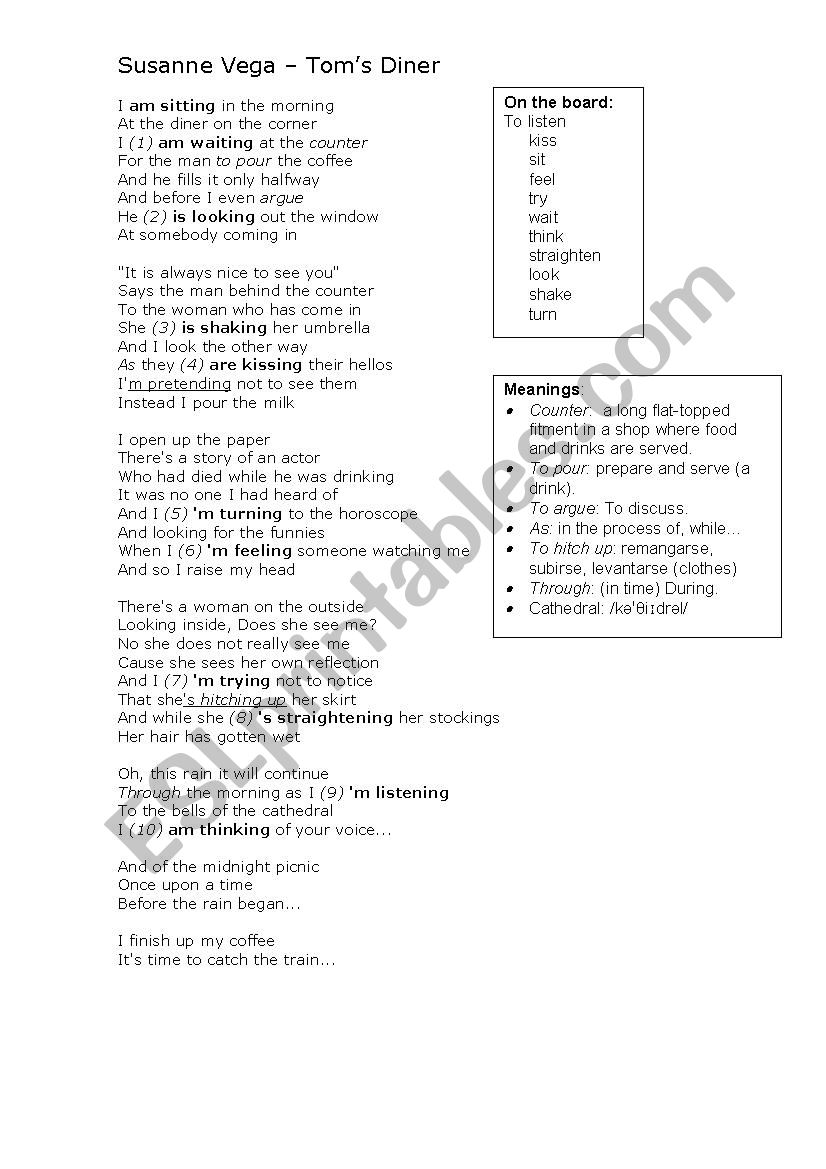 TomÂ´s Dinner Song for Present Continuous 