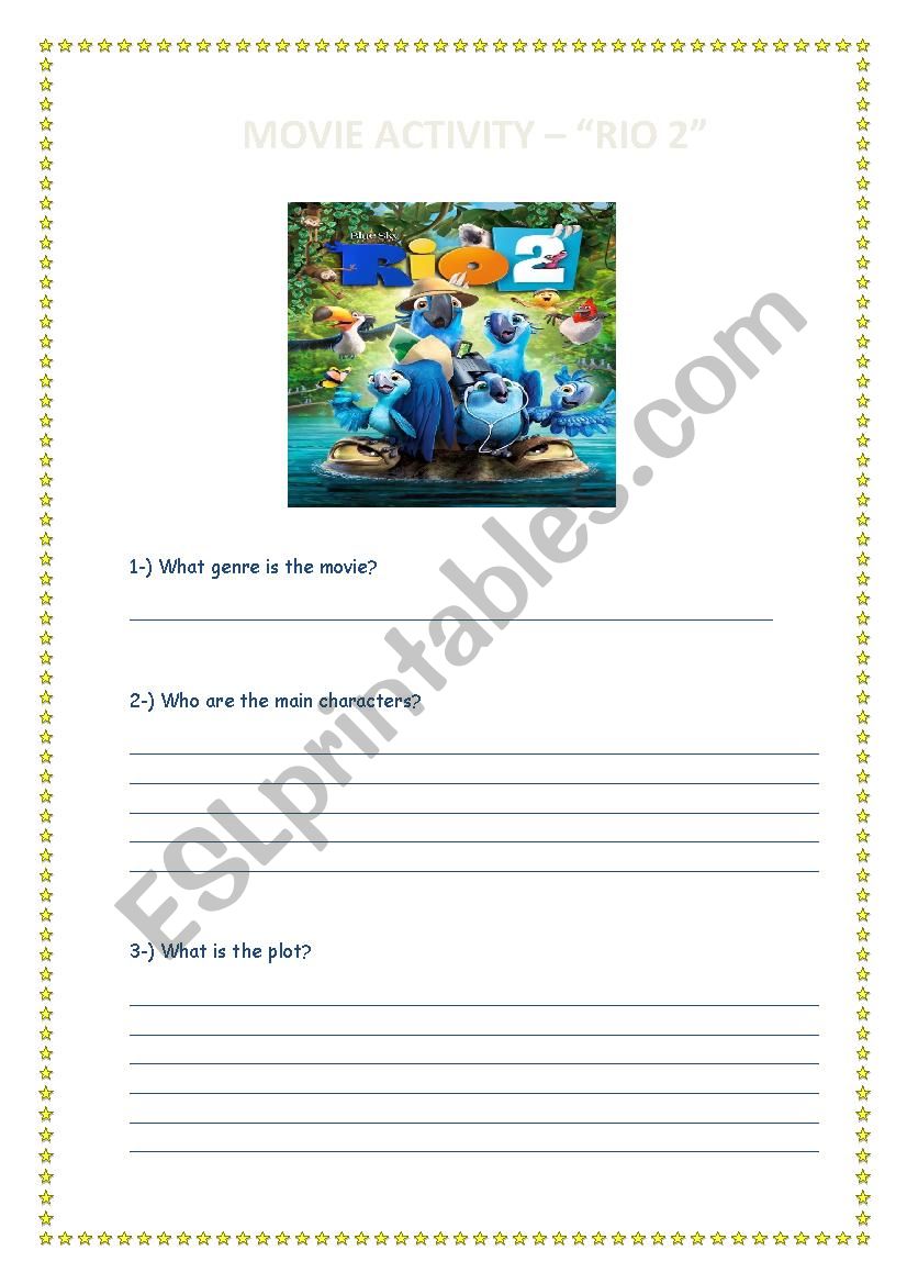 Movie Activity: Rio 2 worksheet