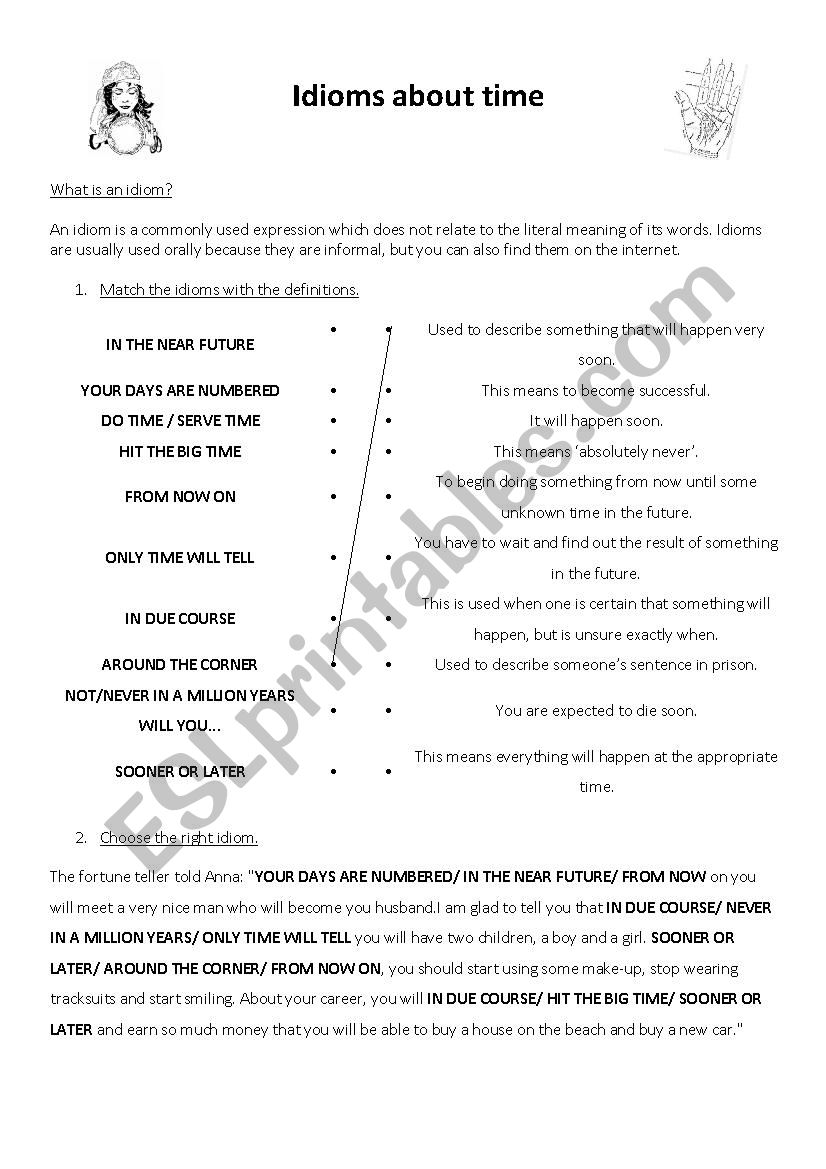 Idioms about time worksheet