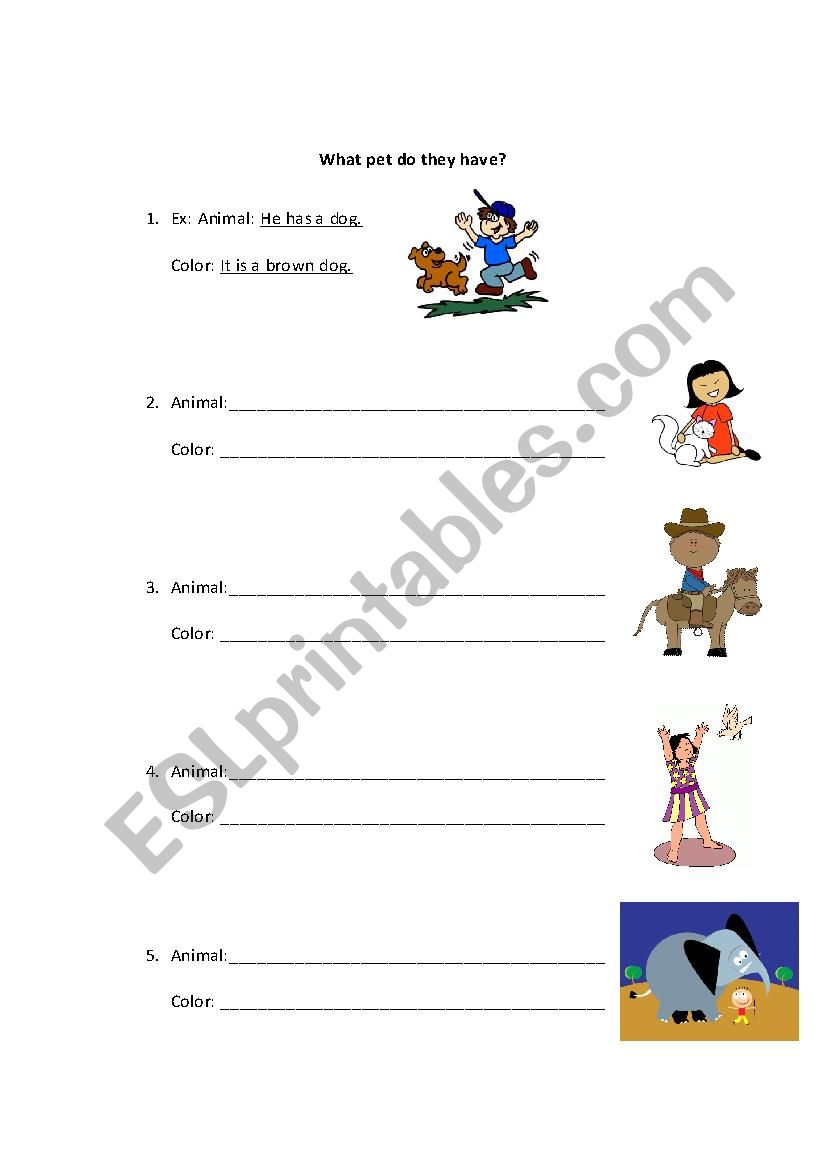 What pet do they have? worksheet
