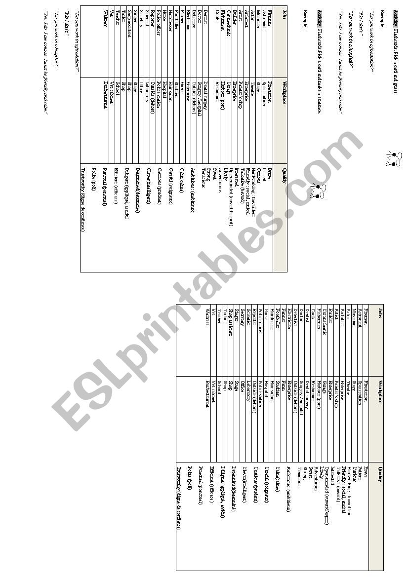 Jobs vocabulary worksheet