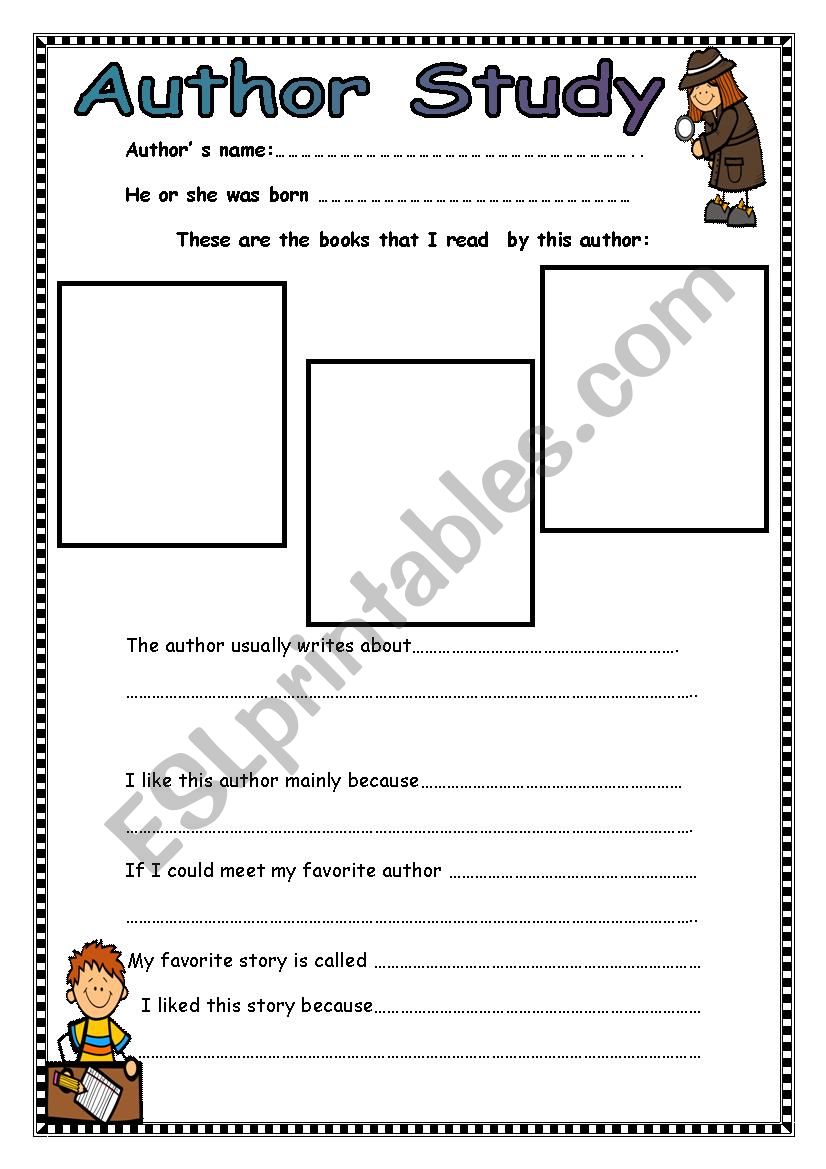 Author s study worksheet