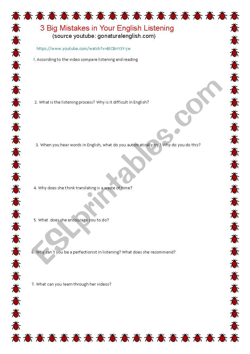 Listening tips worksheet