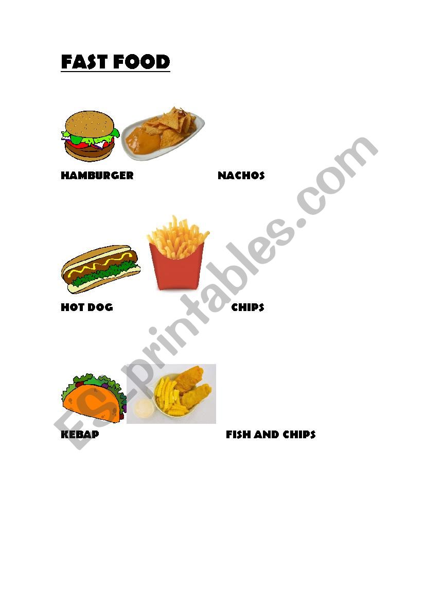 FAST FOOD worksheet