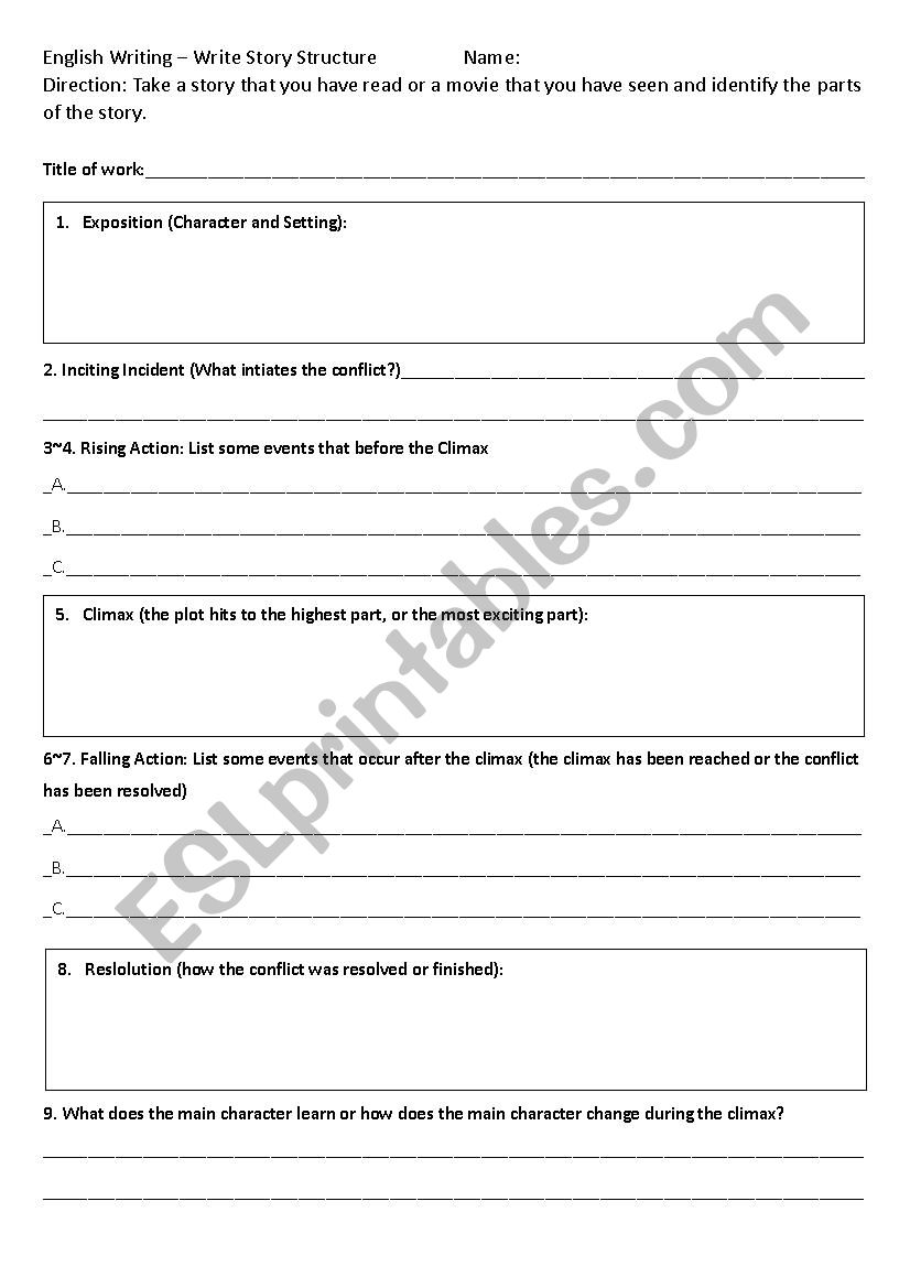 English Writing - Write Story Structure