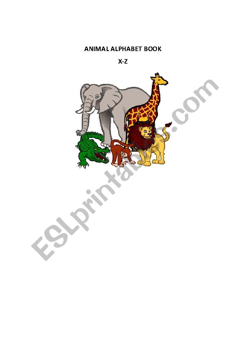 Animal Alphabet X-Z worksheet