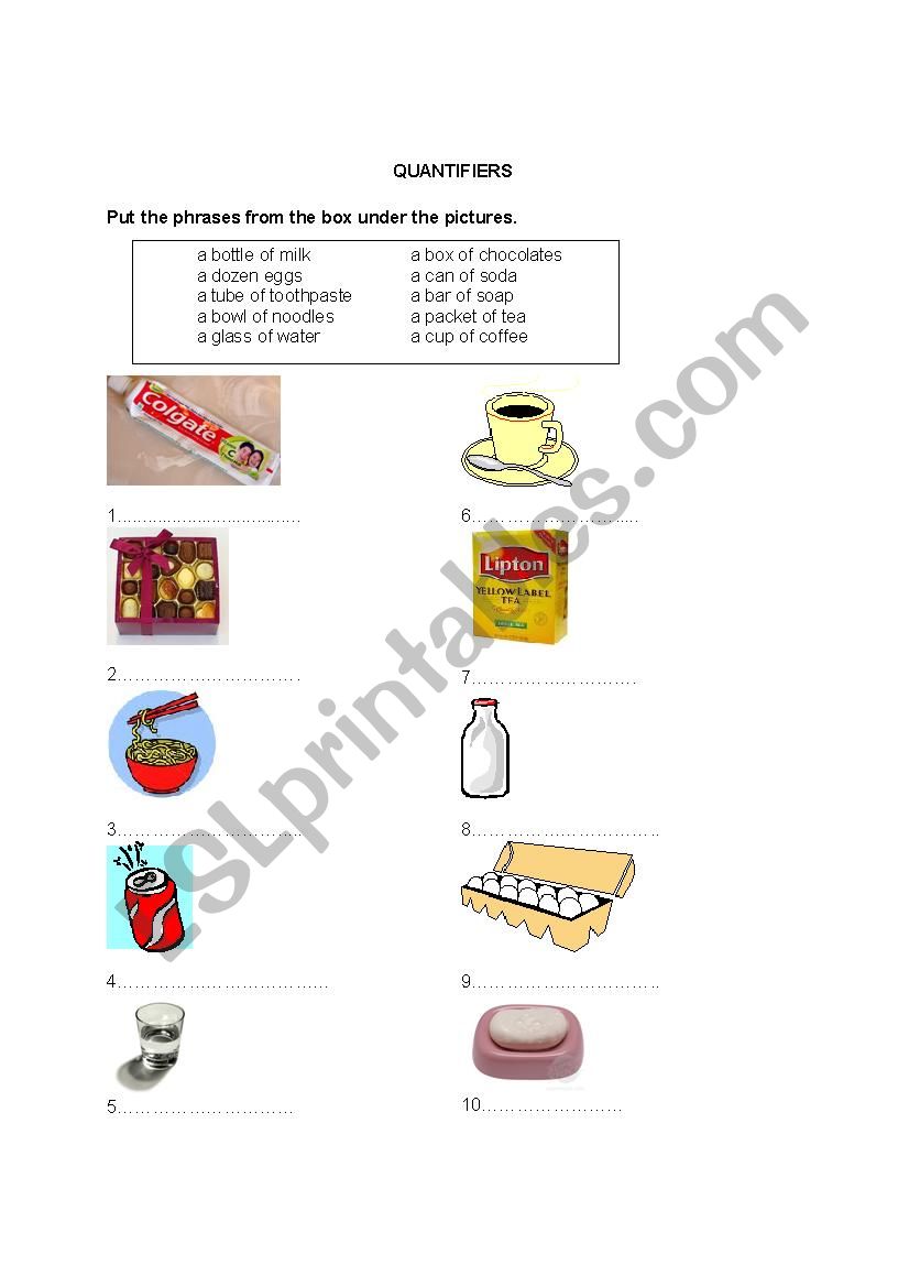 QUANTIFIERS worksheet