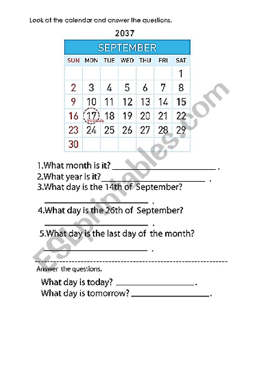 september worksheet