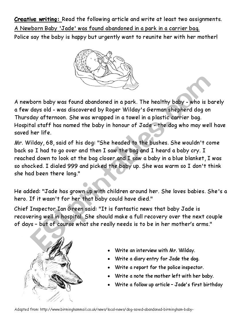 A Newborn Baby worksheet