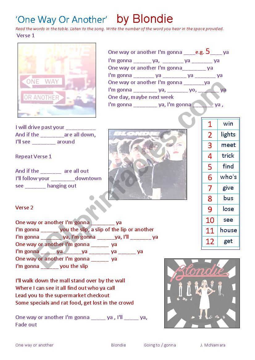 SONG ´One Way or Another´ by Blondie
