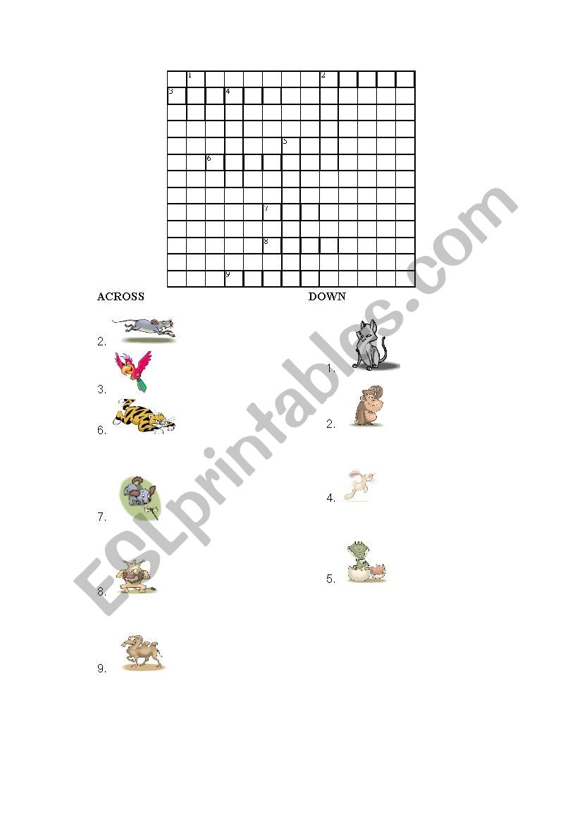 crossword-animals worksheet