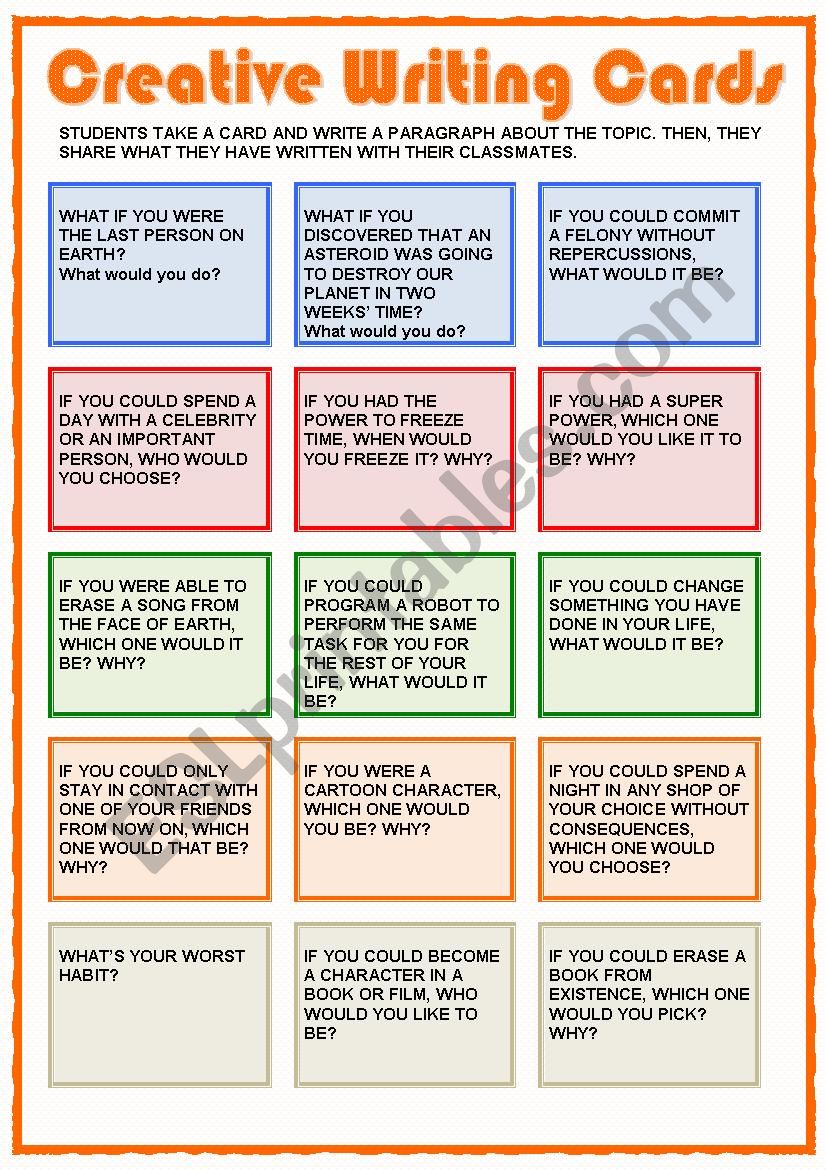 Creative Writing Cards worksheet