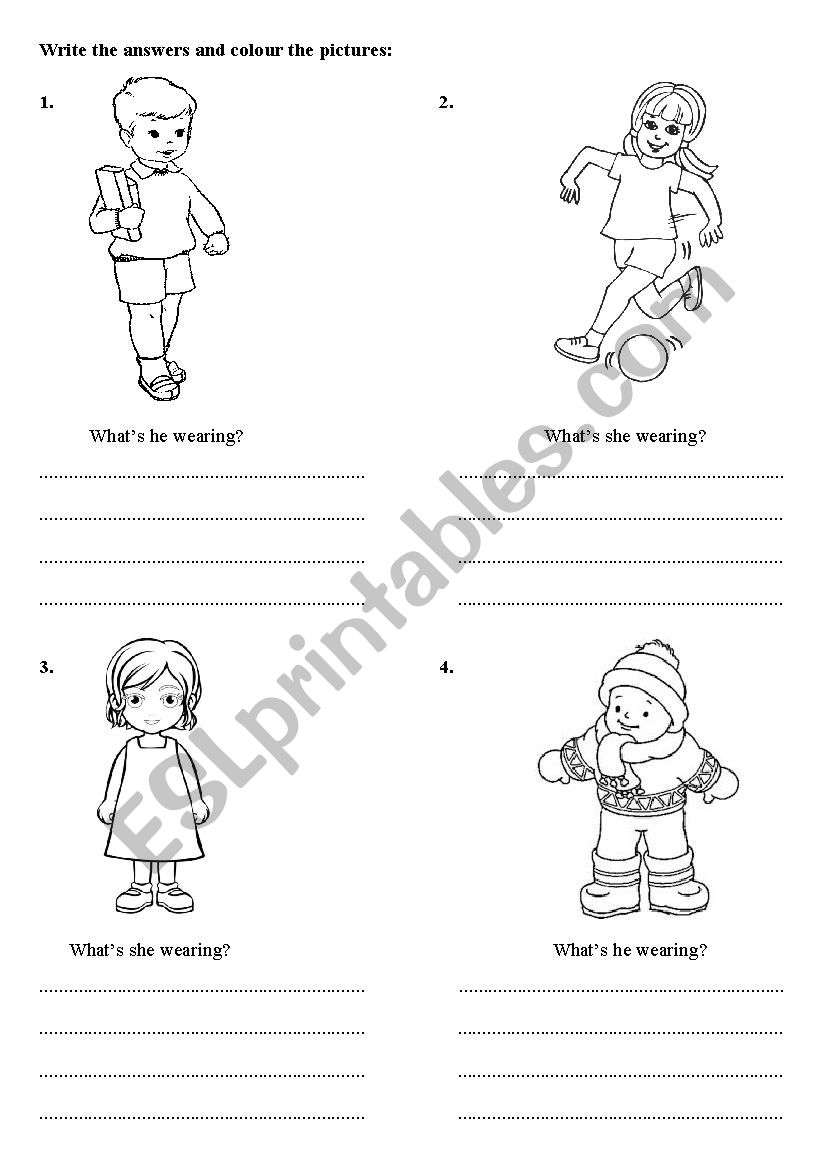 What´s he/she wearing? - ESL worksheet by bluedestiny
