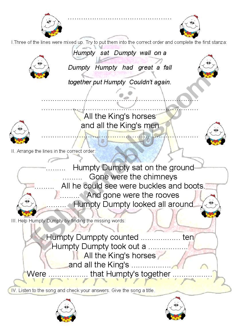 Humpty Dumpty worksheet