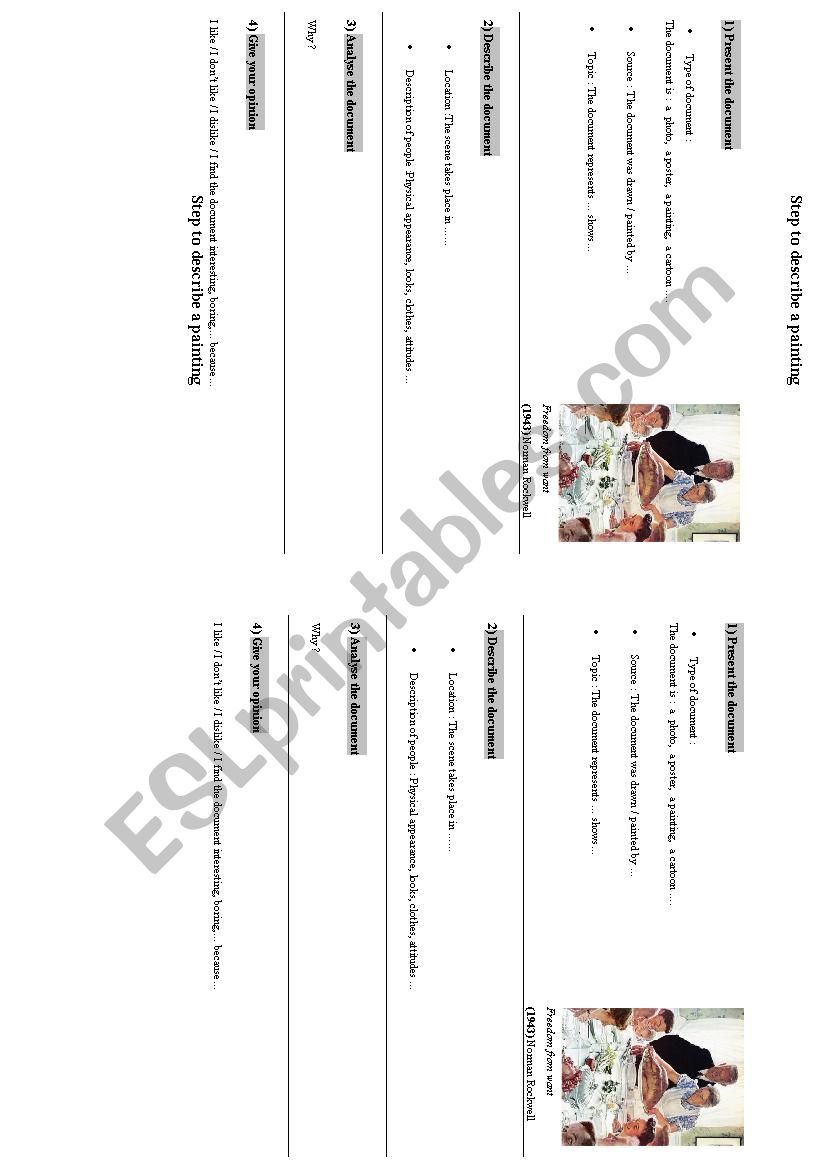 step to describe a painting - Norman Rockwell - Thanksgiving