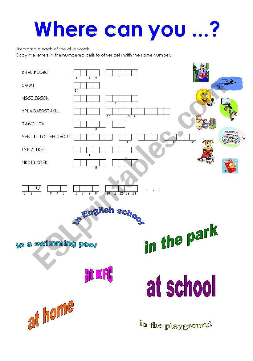 Where can you read books? worksheet