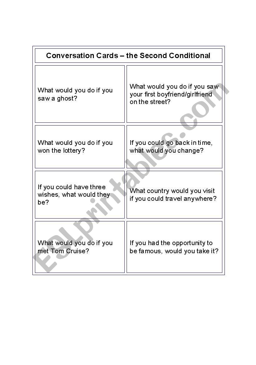 Conversation cards - Second Conditional