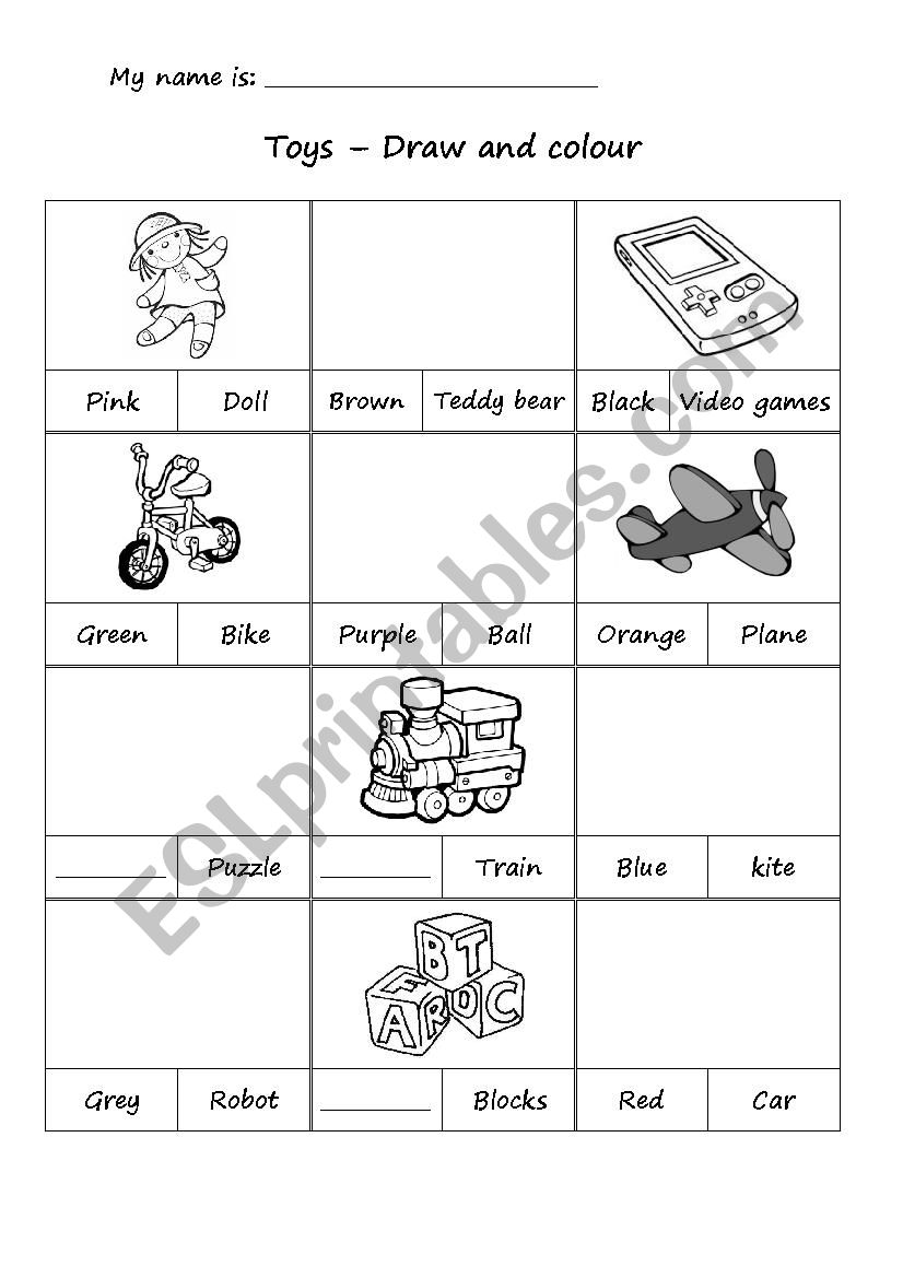 Toys worksheet