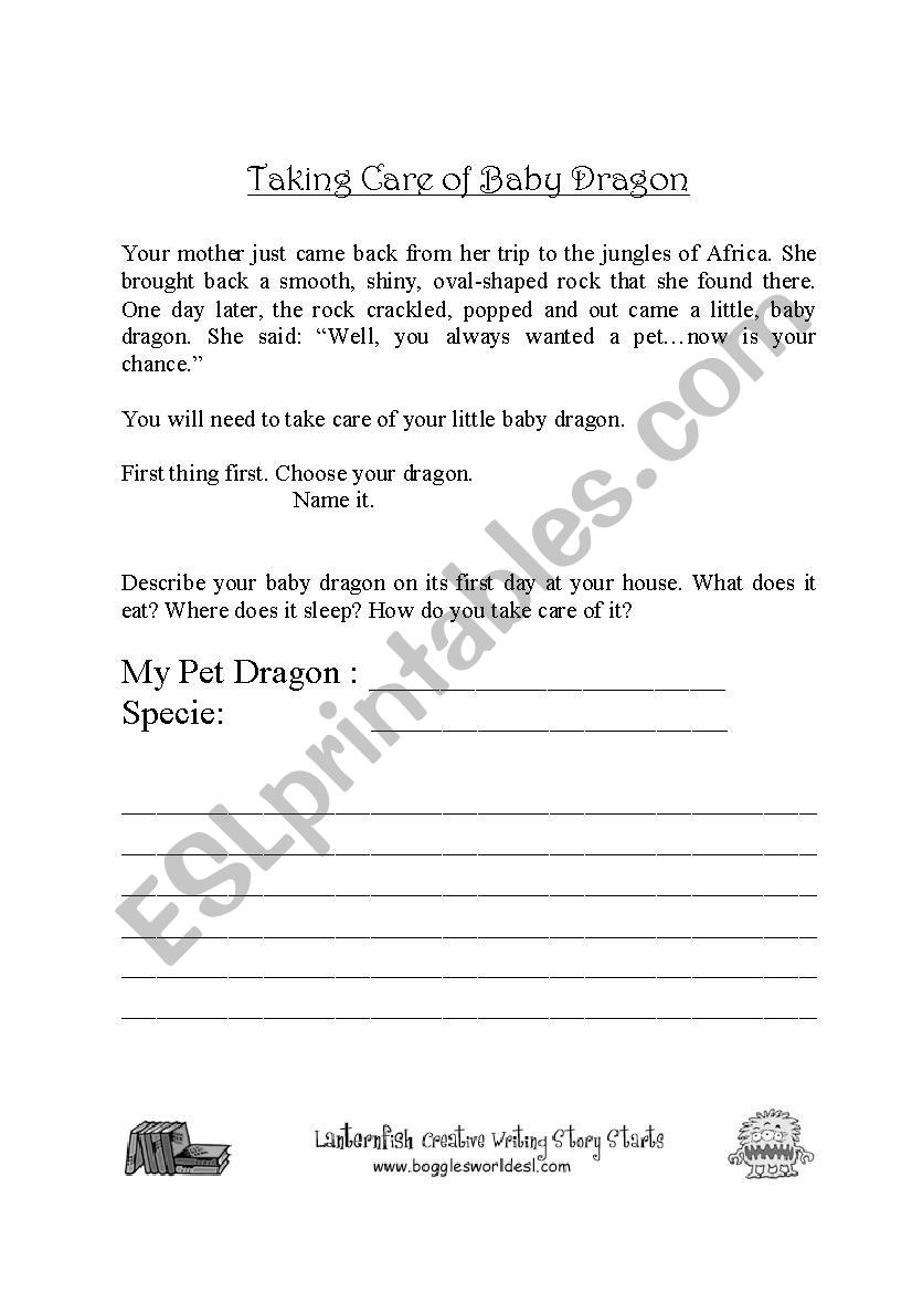 Taking Care of Baby Dragon worksheet