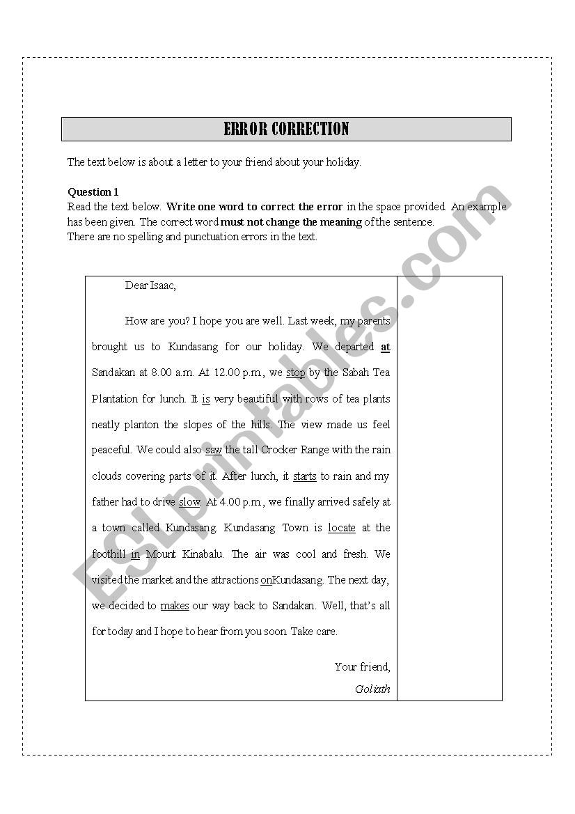 ERROR CORRECTION  worksheet