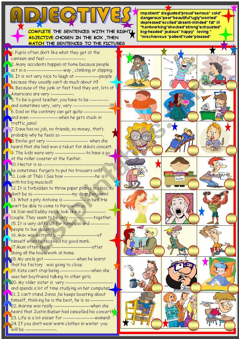 Describing adjectives worksheet