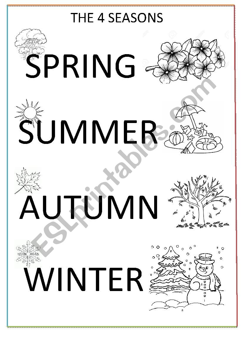 the four seasons coloring page - ESL worksheet by mimib21