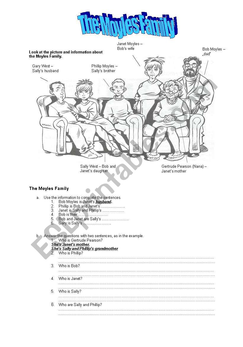 The Moyles Family worksheet