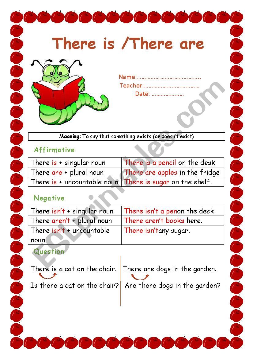 There is - There are worksheet