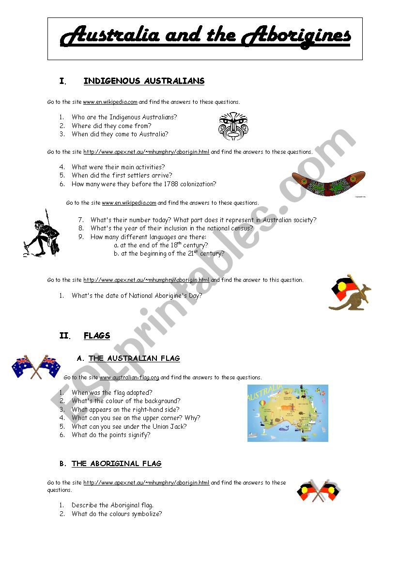 Australia and the Aborigines worksheet