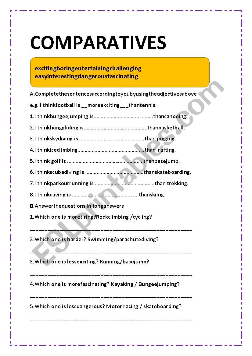 COMPARATIVES worksheet