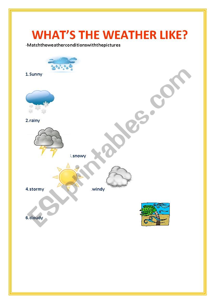 WEATHER CONDITIONS worksheet