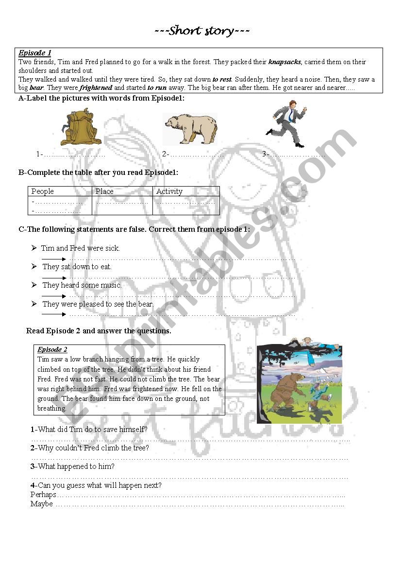 Short story about friendship worksheet