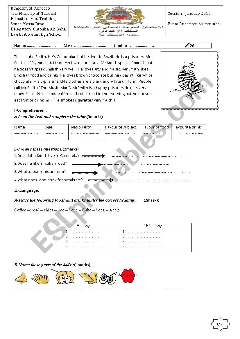 Midterm exam worksheet