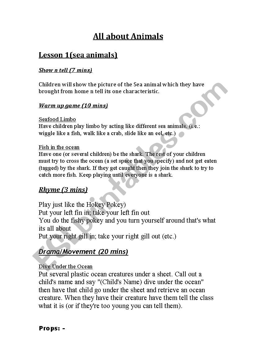 drama lesson  worksheet