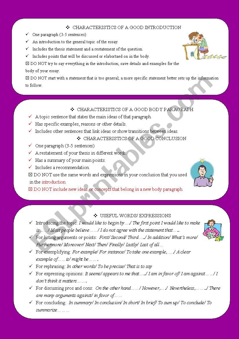 WRITING-ESSAY-STEPS 1B worksheet