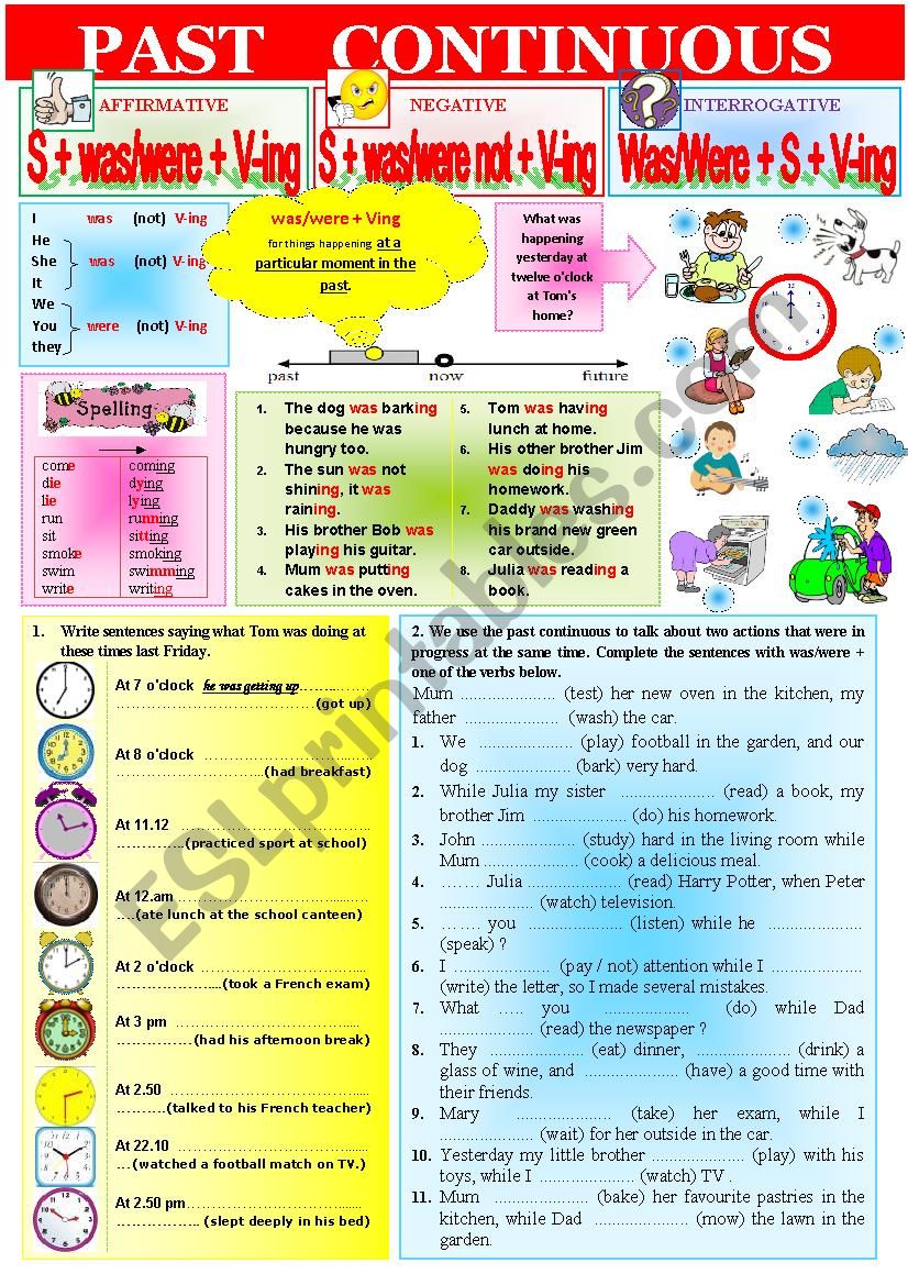 Grammar Rules PAST CONTINUOUS  + exercises