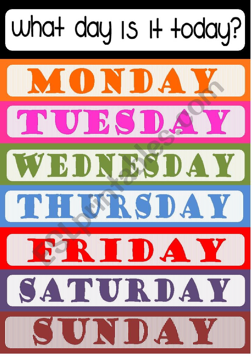 DAYS OF THE WEEK POSTER worksheet