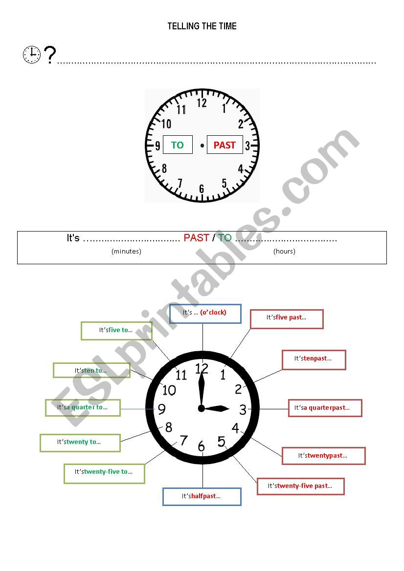 Telling the time worksheet