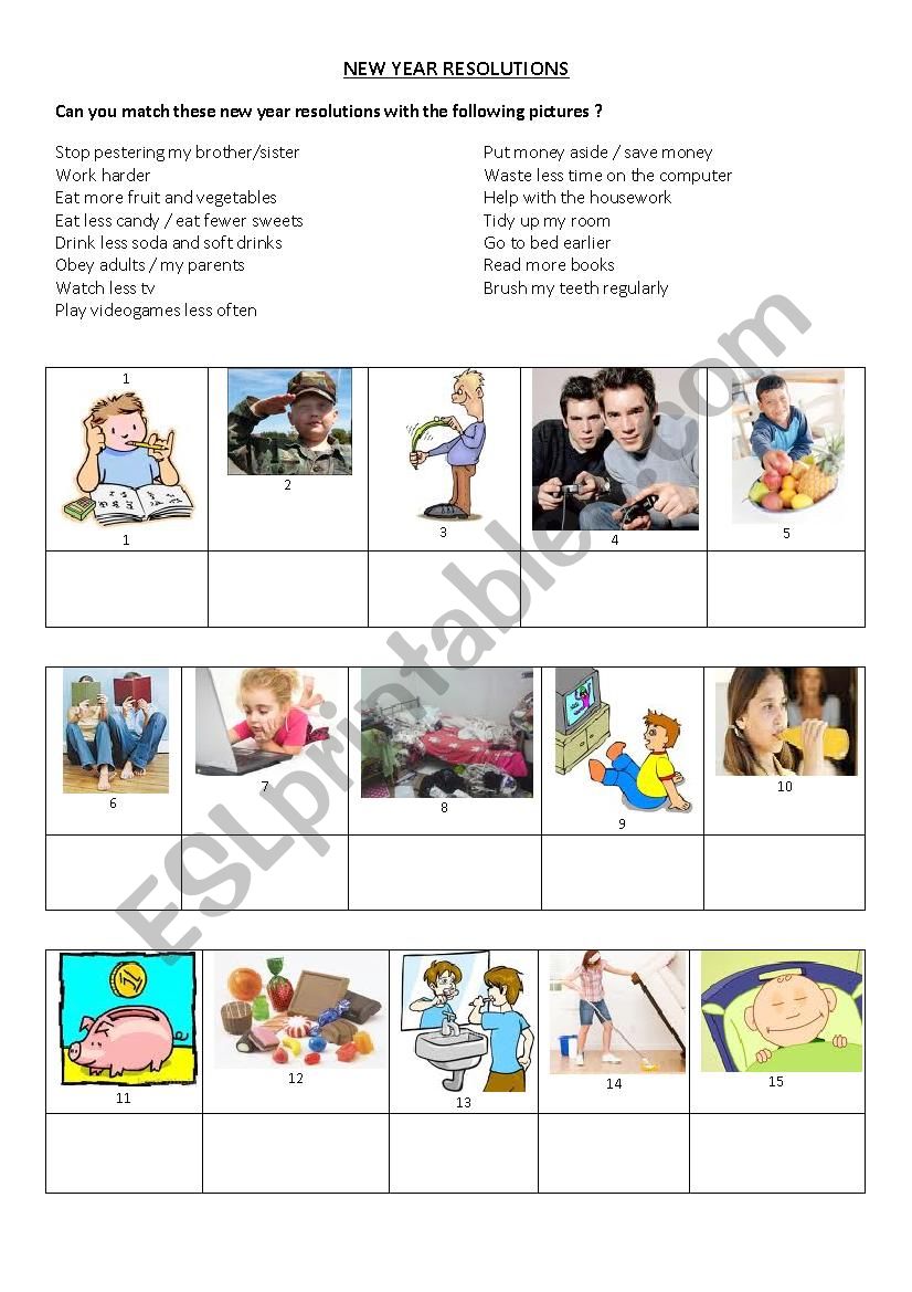 Resolutions - ESL worksheet by mistercappelle