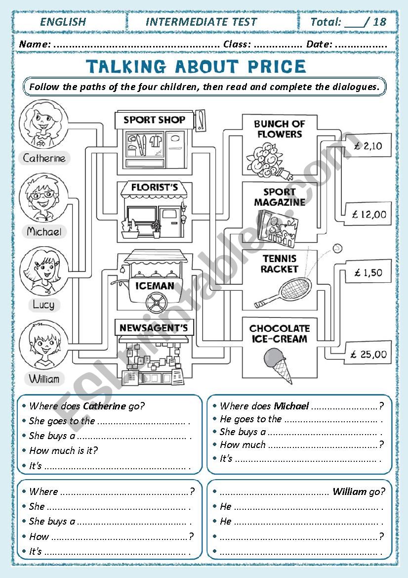 TEST: Talking About Price worksheet